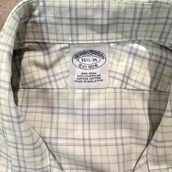 Brooks Brothers 1818 Non-Iron Supima Cotton Shirt 15.5 35 Plaid Check - Picture 8 of 8